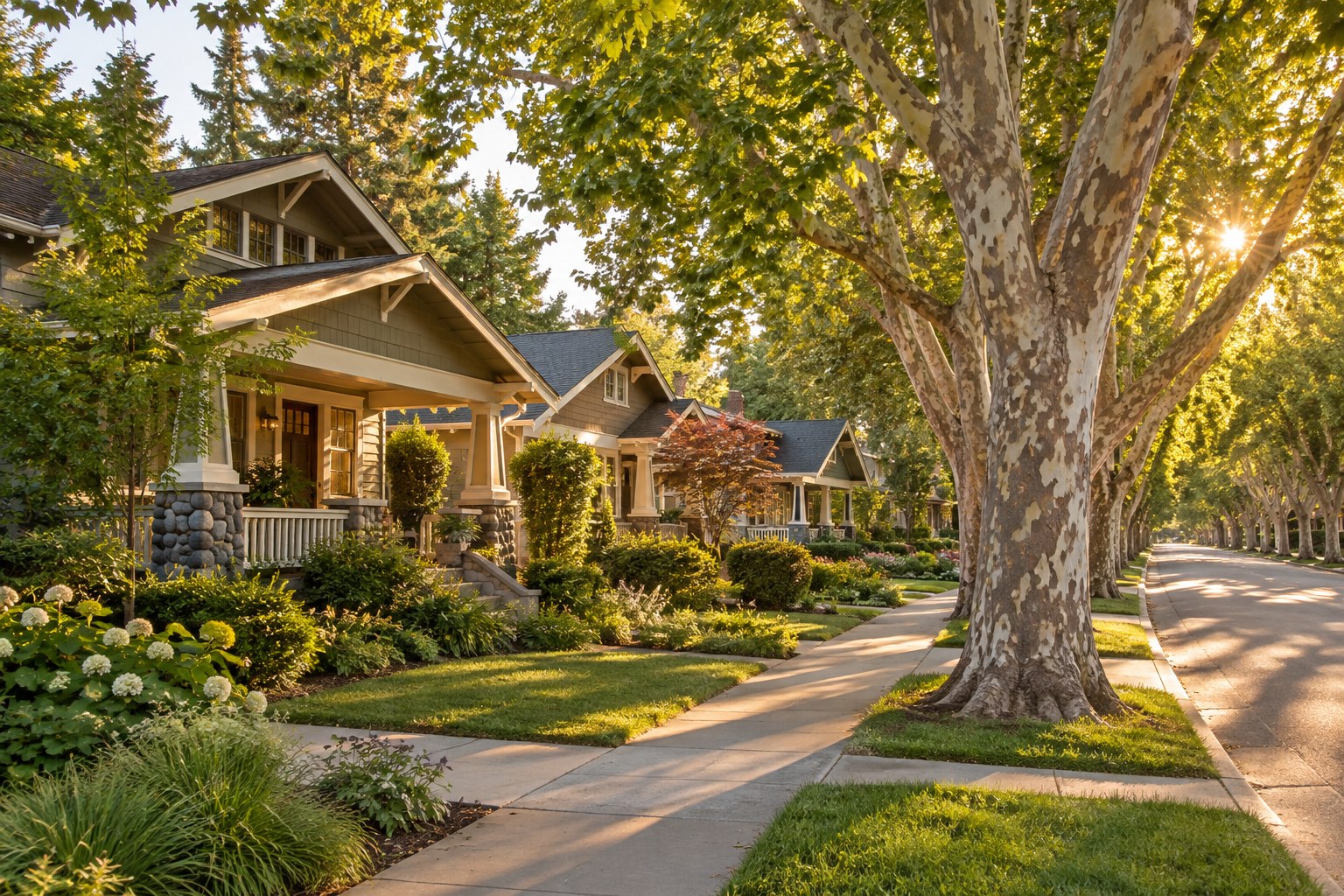A tree-lined Willow Glen street, illustrative